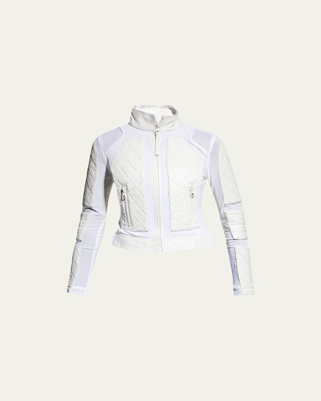 Quilted Leather & Mesh Moto Jacket